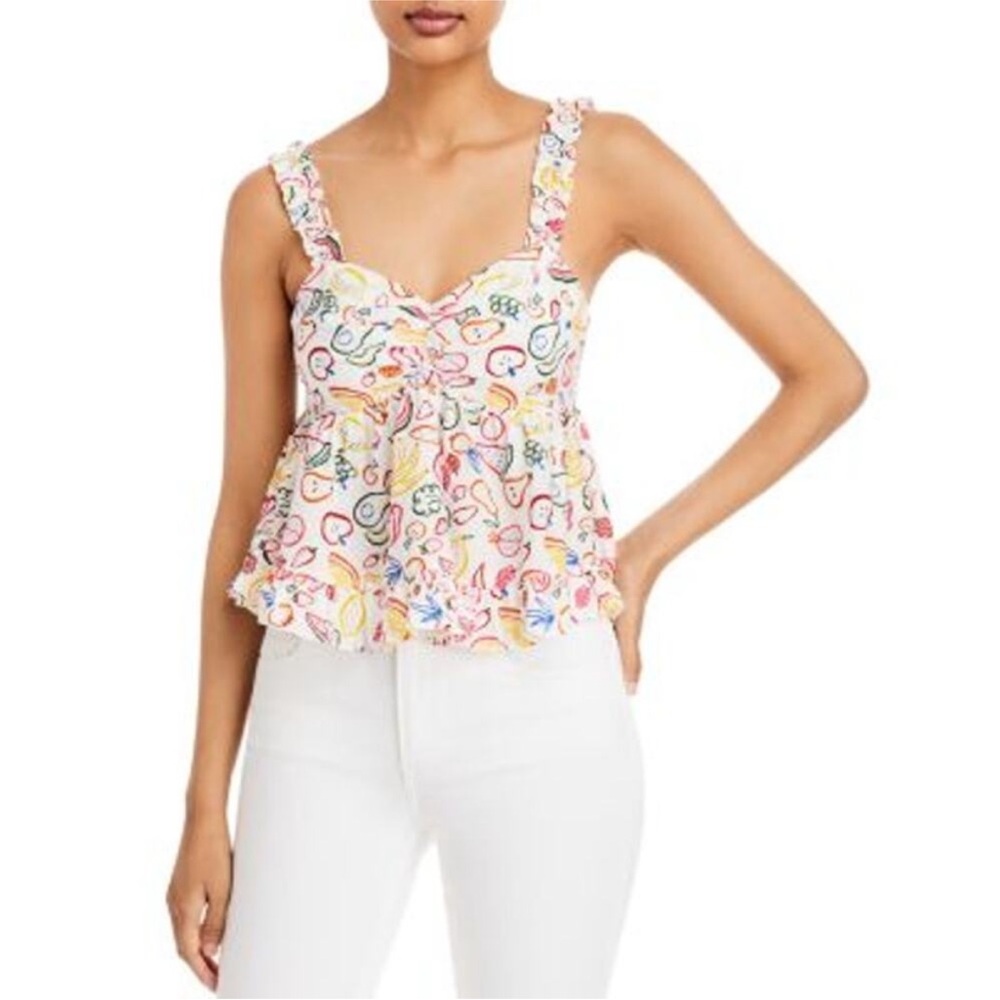 AQUA Fruit Print Crop Top, Size Medium
